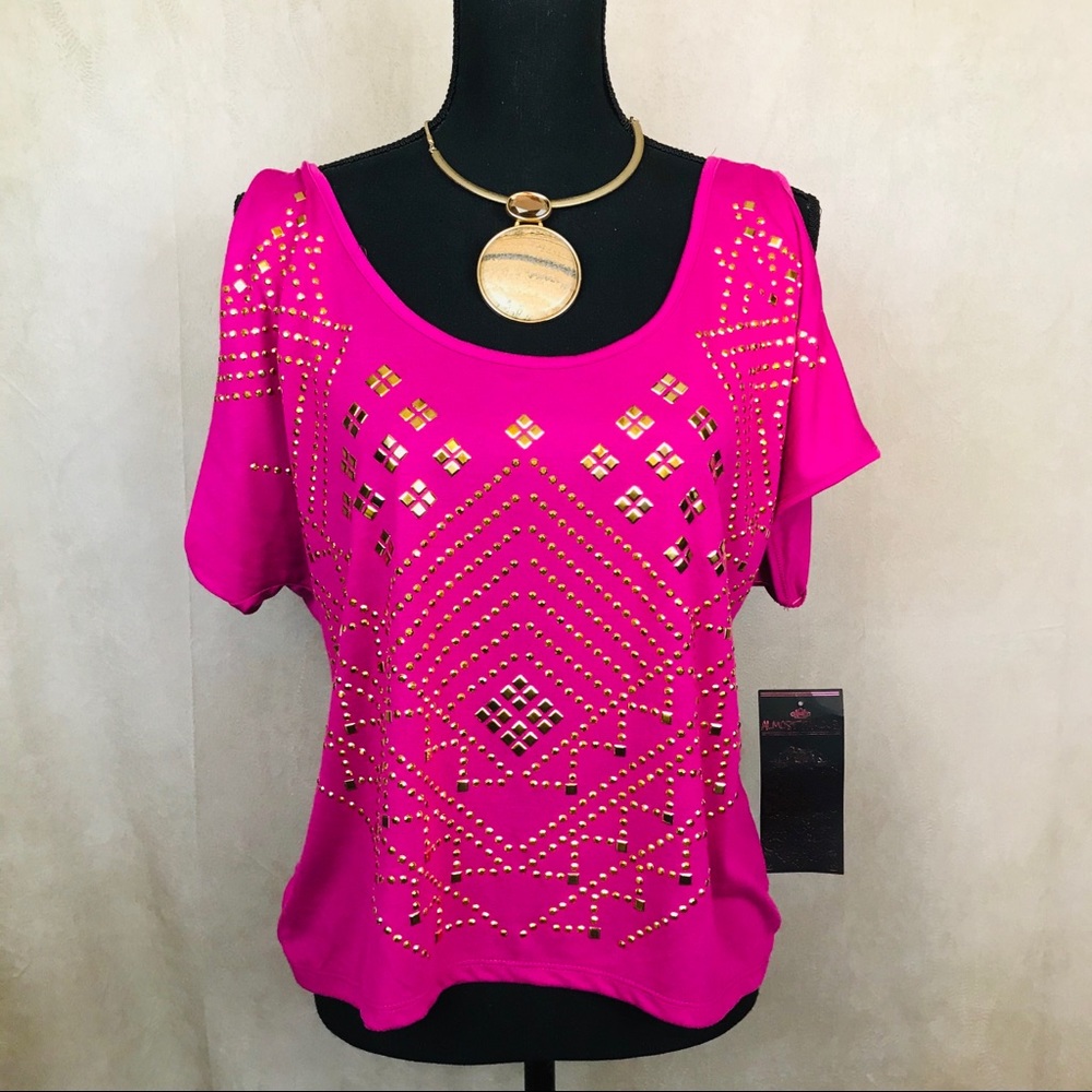 💰🎄Almost Famous | Cold Shoulder Top | Pink | XL